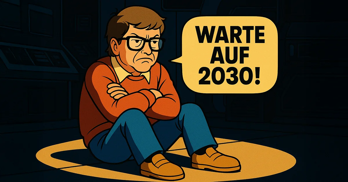 Bill Gates sitzt trotzig auf dem Boden